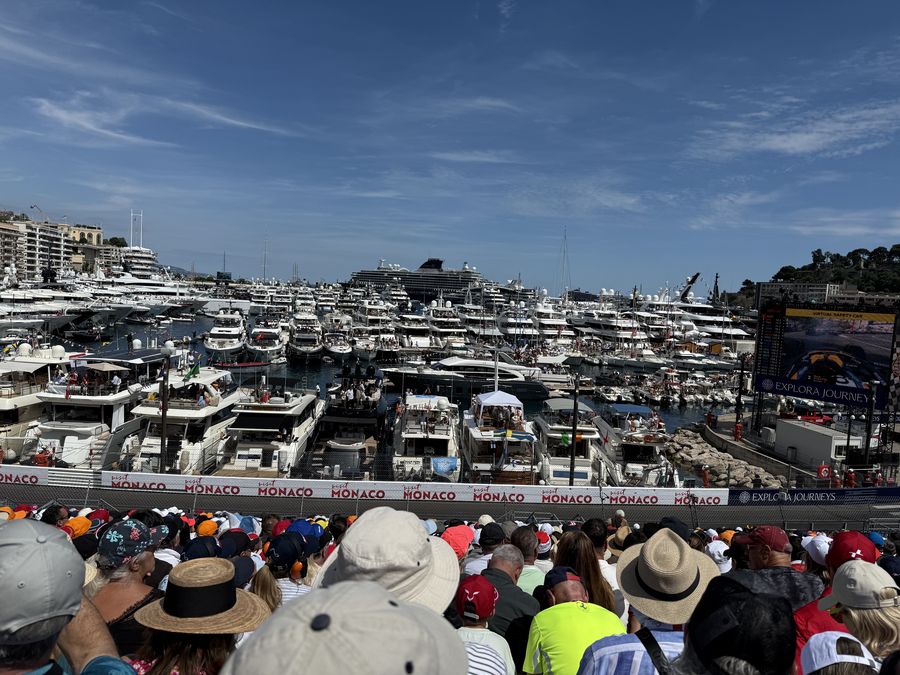Monaco harbor packed with yachts