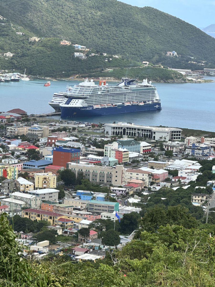 Cruise ship docked in Tortola